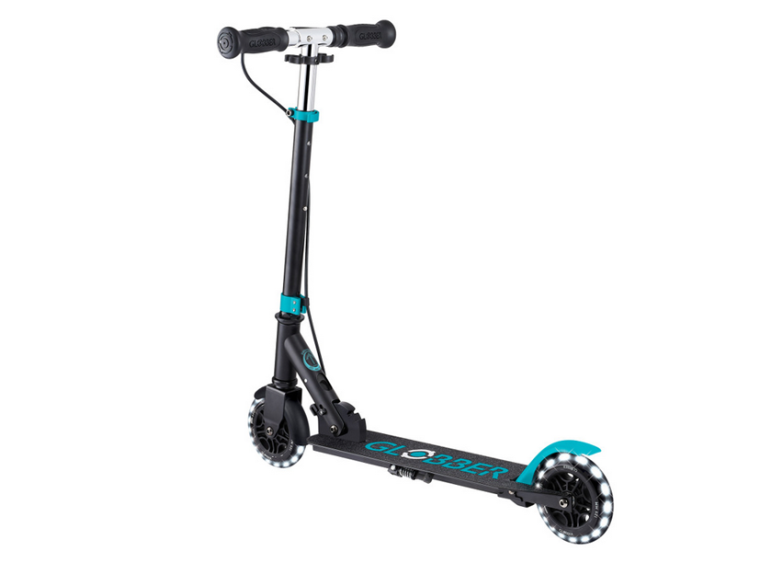 Купить Самокат Globber Flow Element Junior Lights Черно-бирюз.